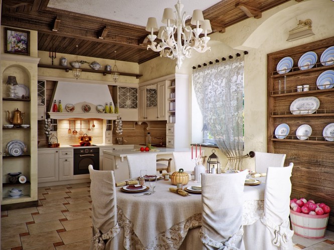 Cocina comedor estilo country chic